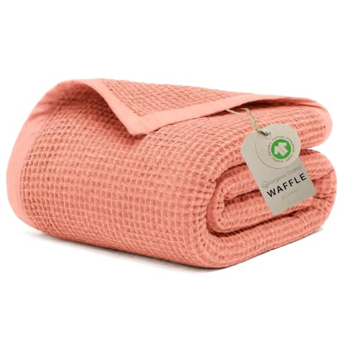 Image of GOTS Certified 55 inchX60 inch Throw 100% Organic Cotton Waffle Blanket-Sun Bay | Premium Waffle Blankets & Throws for Bed, Throw Blanket for Couch, Modern & Cozy Blanket, All Season, Comfy and Soft Blankets