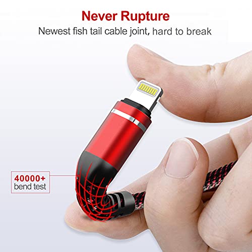 Uyoung Iphone Charger Cable 3Pack 6Ft Lightning Cable Usb Long Heavy Duty Nylon Fast Usb Iphone Charging Cord Compatible With Iphone 14/13/12/11/Pro/X/Xs Max/Xr /8/7/6/6S/Plus/Ipad Mini-Red #TOP2