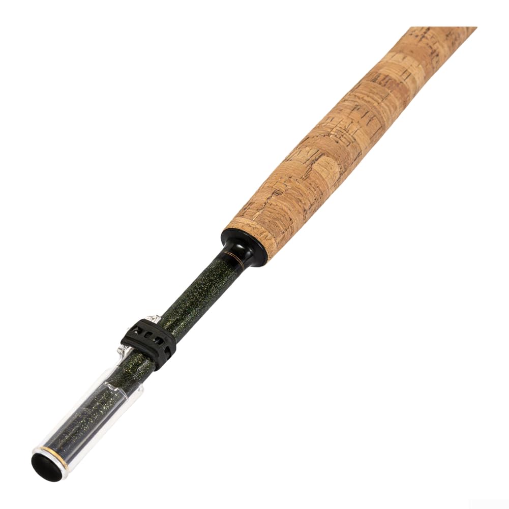 Tenkara Fliegenfischrute aus Kohlefaser mit Holzimitatgriff für kleine Bergfische, 350 cm Gesamtlänge, schwarzes Rollensystem, leichte Ausrüstung für Outdoor-Abenteuerreisen