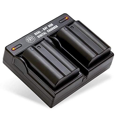BM Premium Pack of 2 EN-EL15 Batteries and USB Dual Battery Charger Kit for Nikon D7500, 1 V1, D500, D600, D610, D750, D800, D810, D810A, D850, D7000, D7100, D7200 Digital SLR Cameras