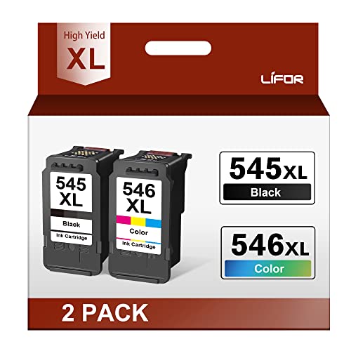 LIFOR 545 and 546 XL Replacement for Canon 545 546 Ink Cartridges 545XL 546XL PG-545XL CL-546XL for Pixma TS3355 TS3350 TS3150 MG3050 MG2550S MG2950 TR4550 TR4551 TR4650 MX495 (1 Black 1 Colour)