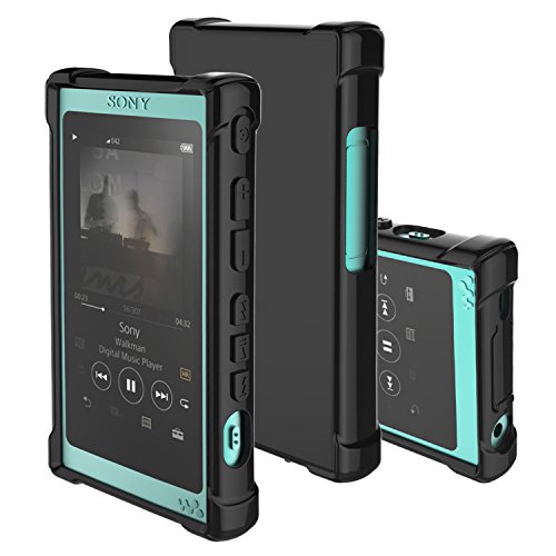 inorlo Custodia TPU Case Cover per Sony Walkman NW-A35 NW-A45 Lettore MP3 + Prottore Schermo (Nero)