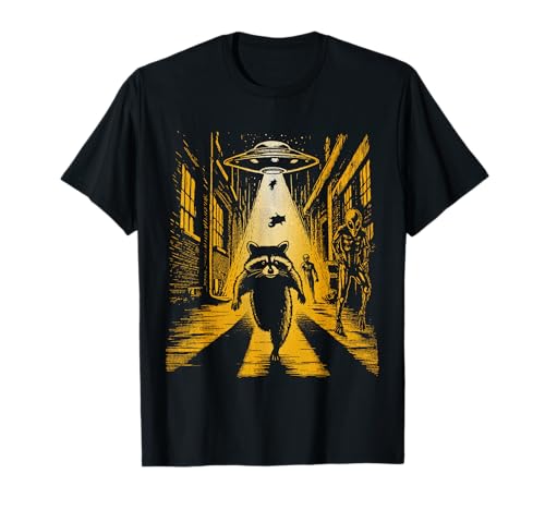 Raccoon UFO World UFO Day Funny UFO For Men Women Kids Camiseta