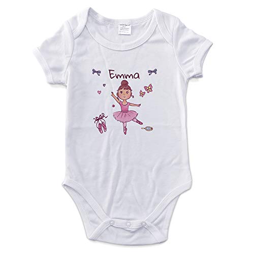 LolaPix Body Personalizado Bebe. Bodys Personalizados para Bebes. Regalos Personalizados para bebés. Varios Diseños. Manga Corta. Varias Tallas de 0 a 18 Meses. Bailarina Rosa
