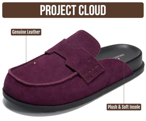 Image of Project Cloud 100% Genuine Leather Womens Clogs - Plush & Soft Insole with Arch Support Non Slip Mules & Clogs for Women Footwear - Water Resistant Women Shoes (Foamy)