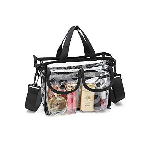 Youkii Sac à Bandoulière Transparent PVC Sac de Trousse de Maquillage Sac à Main Sac de Sport Accessoires Organisateur pour Femmes et Hommes 20X20.6CM