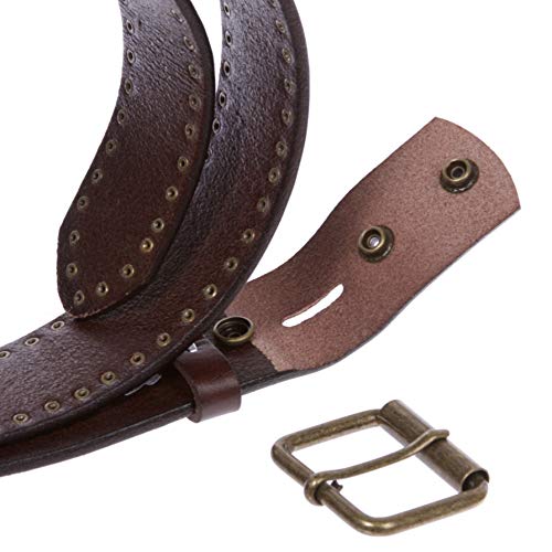 Genuine Vintage Retro Circle Studded Leather Belt - Interchangeable buckle3