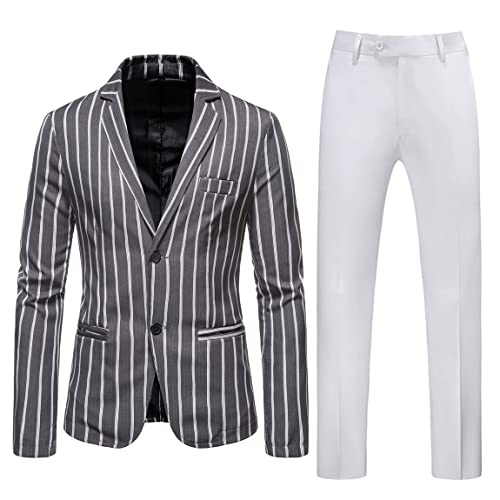 Veste à rayures homme avec pantalon blanc en ensemble deux pièces confortable pour uniforme officiel