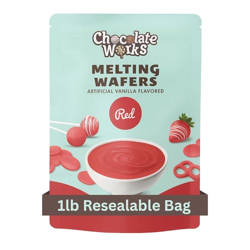 Chocolate Works Red Melting Chocolate Wafers 1lb (Pack of 1)