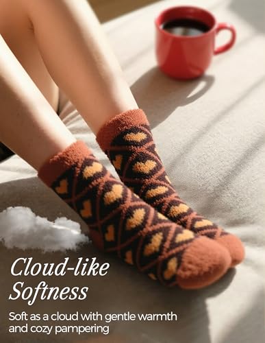 Image of TEHOOK Warm & Cozy Gifts for Women, Fluffy Fuzzy Plush Sleeping Slipper Socks - Soft Warm Fabric