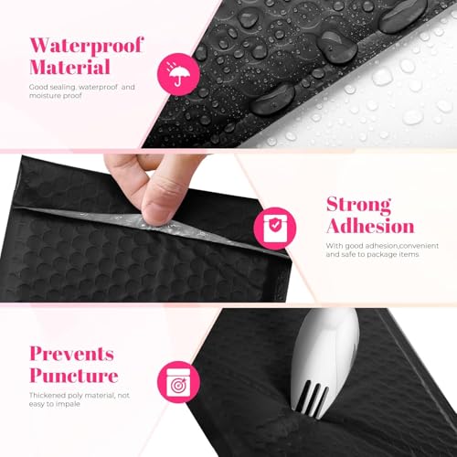 Image of METRONIC Bubble Mailers 10x13 inch Padded Envelopes Black 500Pack Waterproof | Self Seal Large Cushioning,Shipping Bags,Mailing Packaging Bulk for Books Jewelry Makeup Supplies,Tear-Resistant Opaque