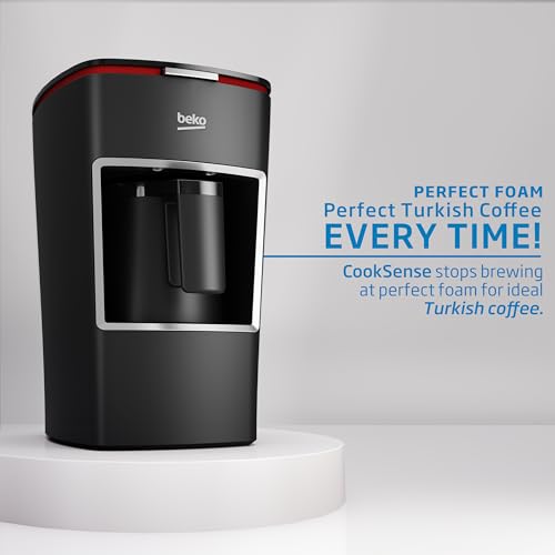 Image of Beko Turkish Coffee Maker, 2 Cups Capacity, 100% BPA Free Turkish Coffee Machine, 120V CookSense Technology, Perfect Taste in 3 Minutes, Turkish Coffee Pot Electric, Black