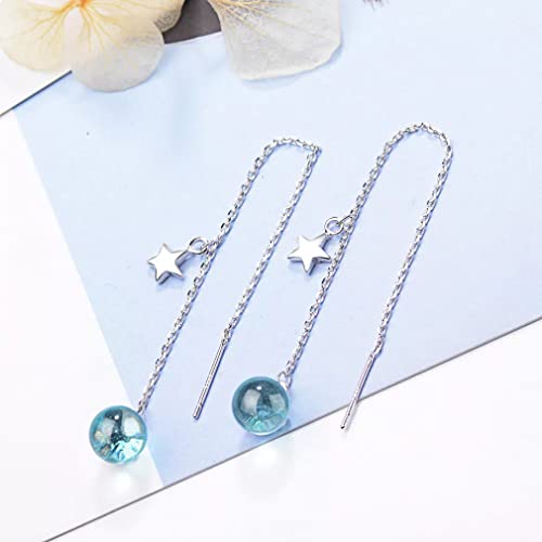 Boucles d'oreilles étoile et planète bleue en argent, le cadeau idéal - 5