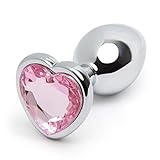 Pinker herzförmiger Analplug 6,3 cm Metall-Analplug – Kleine, glatte, konische Spitze – Wasserdicht
