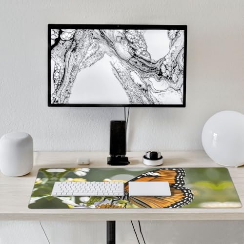 Tapis de bureau pour ordinateur portable déco papillon orange 90cm - 7