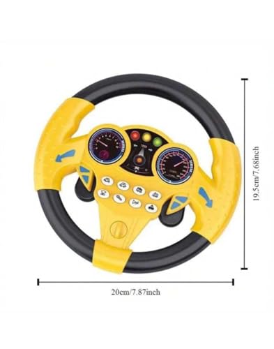 Image of Kids Steering Wheel Toy with Dashboard Design, Rotating Steering Wheel with Light Indicators and Sound Buttons, Plastic Driving Simulation Toy for Car Seat and Indoor Play