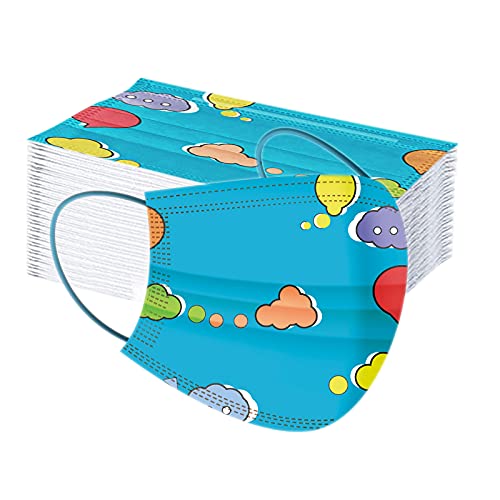 Kuyago 50 PCS Enfants Jetable 3 Couches Visage_Masque Non Tissé Anti-Poussière Respirant avec Crochets D'oreille élastiques,Imprimé Bandeaux pour Fille et Garçon Protéger Contre la Poussière Cover