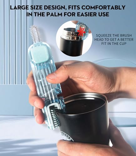 Image of VIDONIO 4 in 1 Bottle Gap Cleaning Brush - 2 PCS Multifunctional Cup Lid Cleaning Tools, Mutipurpose Tiny Silicone Cup Holder Cleaner Nipple Cleaning Brush, Home Kitchen Cleaning Tools