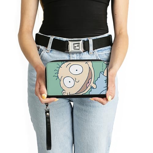 Nickelodeon Wallet, Zip Around, Rugrats Tommy Pickles Face Close Up Seafoam Green, Vegan Leather3