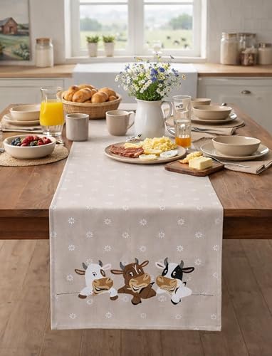 Chemin de table vaches marron 40x140 cm pour déco de ferme printanière - 7