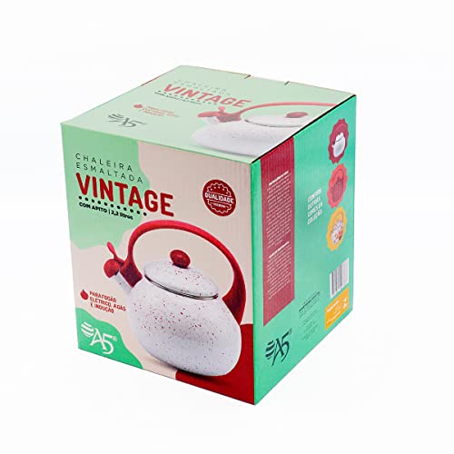 Chaleira Esmaltada 2.2 Litros Vintage C/Indução