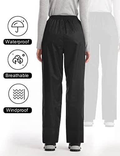 Icreek Women's Rain Pants Waterproof Zipper Pocket Windproof Lightweight Over Pants Outdoor For Hiking, Fishing,Rainy Day #TOP1