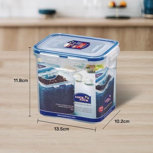 Image of LocknLock Classic Plastic Airtight Food Storage Container with Leak Proof Lid, 850 Ml, Transparent, Set of 3 (HPL808)