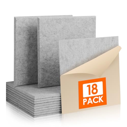 Rdutuok 18 Stück Selbstklebend Akustikplatten,30x30x1 cm Akustik Absorber Akustikpanel Schallschutzplatten für Tonstudio,Büro,Studio,Akustische Behandlung und Wanddekoration,Silbergrau
