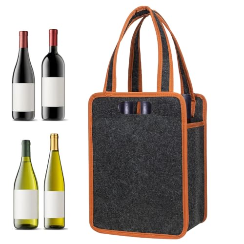 Bolsa de botella de vino de fieltro - Bolsa para botella de vino portátil con divisor | 6 Bolsas de hombro para botella de vino, bolsa de vino para botellas de vino, botellero de vino para barbacoa