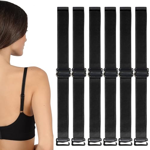 3 Paar BH Träger Halter, BH-Träger, BH Träger Schwarz, Verstellbare Elastische, Bikini Träger Ersatz, BH Verstellbare Träger, Für Frauen Mädchen Tops Kleid(Schwarz 1.5 cm)