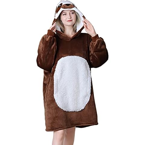 Queenshin Sloth Wearable Blanket Hoodie for Adults Cover