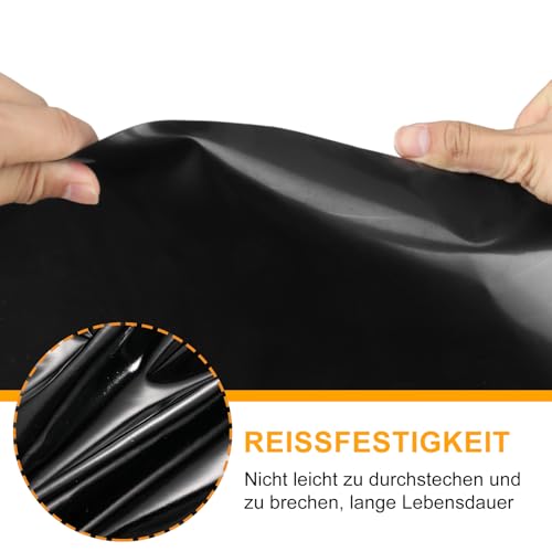 SDLDEER Teichfolie, Teichfolie 6x8m, Schwarz HDPE Teichfolien Schwerlast, für Blumen Gärtner Gewächshäuser Teiche Wasserauslese UV Stabil