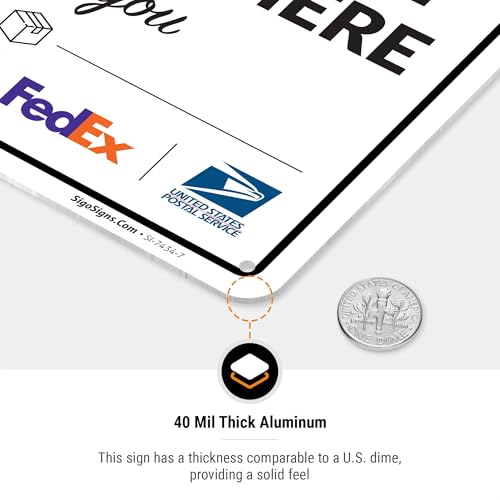 Image of Package Delivery Sign, Delivery Instructions Do Not Leave Package Here Sign, 10x7 Inches, Rust Free .040 Aluminum, Fade Resistant, Made in USA