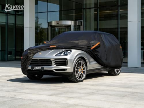 Image of Kayme 7 Layers SUV Car Cover Custom Fit for Porsche Cayenne (2002-2025) Waterproof All Weather for Automobiles, Outdoor Full Cover Rain Sun UV Protection.Black