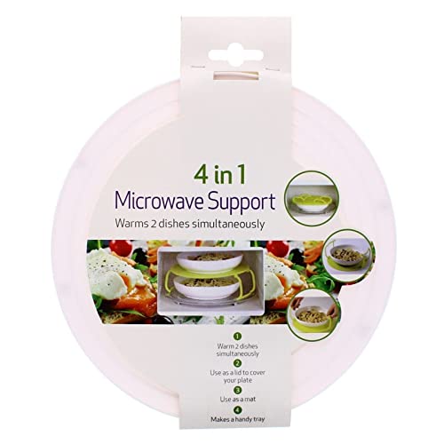 Orbitron 4 in 1 Microwave Food Plate Stand Lid Support Stacker Tray Heat Warm/Hot Plastic (White)