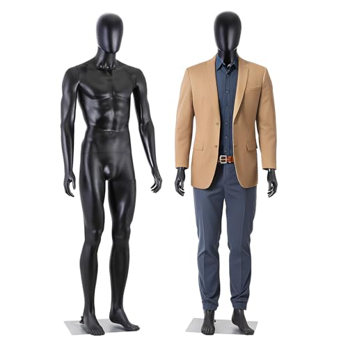 ZENY Male Form Mannequin Full Body with Adjustable Posture, 73 Inches Male Mannequin Model Stand for Retail Clothing Shops, Black