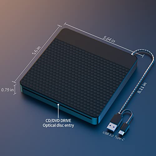 Nvoperang External Cd/Dvd Drive For Laptop, Usb 3.0 Type-C Slot-In Cd Dvd Burner Player Cd Rom Writer External Disk Drive Optical With Laptop Pc Linux Macbook Desktop For Windows 7/9/10/11 Linux Os #TOP6