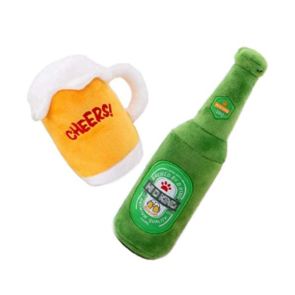 CheeseandU Dog Squeaky Plush Toys Set – Puppy Chew Toy -2 Pack Cute Stuffed Plush Beer Mug Bottle Toy for Puppy Small Medium Dogs Summer St.Patricks Day Toy Gift Set CheeseandU Dog Squeaky Plush Toys Set – Puppy Chew Toy -2 Pack Cute Stuffed Plush Beer Mug Bottle Toy for Puppy Small Medium Dogs Summer St.Patricks Day Toy Gift Set