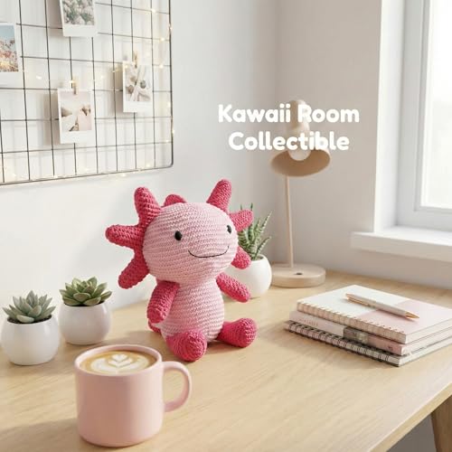 Image of Pink Crochet Axolotl Plush, 10-Inch Soft Stuffed Animal
