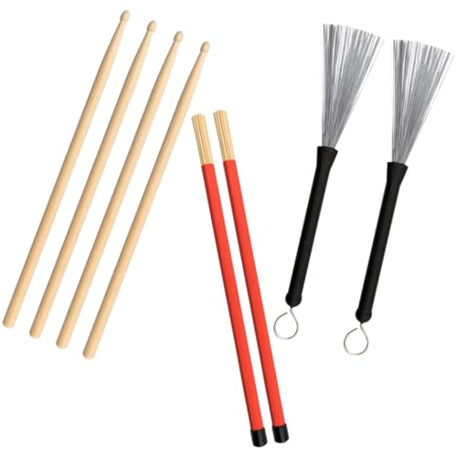 Kit de baquetas de arce y cepillo de alambre TOYANDONA, accesorios para percusión, para estudiantes y profesionales, ligero y con agarre antideslizante para batería de jazz y rock miniatura 1