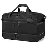 HILOMON Mens Weekend Bags for Traveling, 45L Carry On Duffle Luggage 22x14x9 Airline Approved, Large Overnight Duty Gym Bag with Shoe Compartment & Wet Pocket