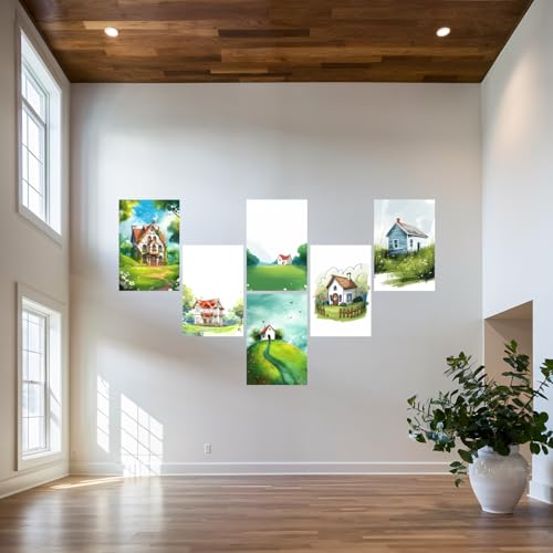 Image of SiddArtify Charming Cottagecore House Art Print Set - Sticker - 8x12 Inch - Pack of 6 Wall Room Decoration art Poster Prints