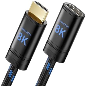 deleyCON 1,5m 8K HDMI 2.1 Verlängerungskabel - für TV, Monitor, PS4, PS5, Xbox, Dolby Atmos Soundbar EARC HDR10+ 48Gbps Kabel Verlängerung Kupplung Adapter - 8K@60Hz, 4K@120Hz/144Hz, 2K@240Hz