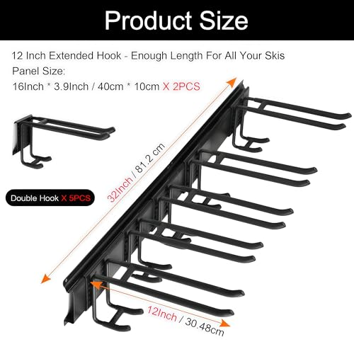 esmusssein Skiaufbewahrung Skihalter für 10 Paare Ski Snowboard Rack Wandhalterung, Haus und Garage Ski Storage Rack Wandhalterung