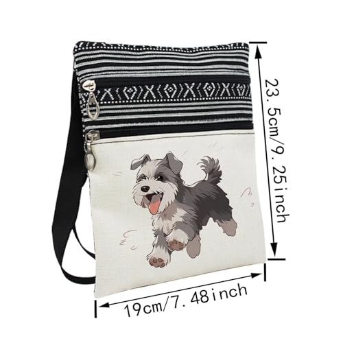 Running Schnauzer Messenger Bag Small Ethnic Pattern Printed Adjustable Strap Crossbody Zipper Bag Running Schnauzer Phone Bag Wallet Cute Shoulder Handbag for Women Friends2