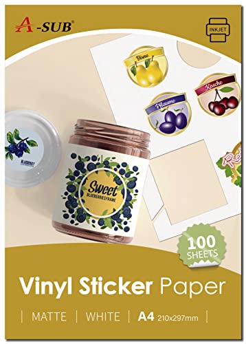 Étiquettes autocollantes vinyle A-SUB imprimables A4 blanc mat pour tous vos projets créatifs