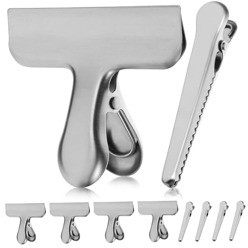 Beaupretty 10個 ステンレス製食品収納バッグクリップ 長短種で食品 冷凍保存袋の密封に 票据?兼用でレや領収書の整理にも対応