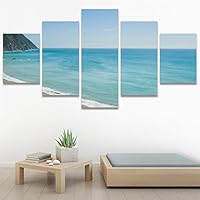 SIGNWIN 5 Panel Canvas Wall Art Aerial Beach Beach Coastal Cool Minimalism Multicolor Photography Relax/Calm for Home Decorations Ready to Hang - 60