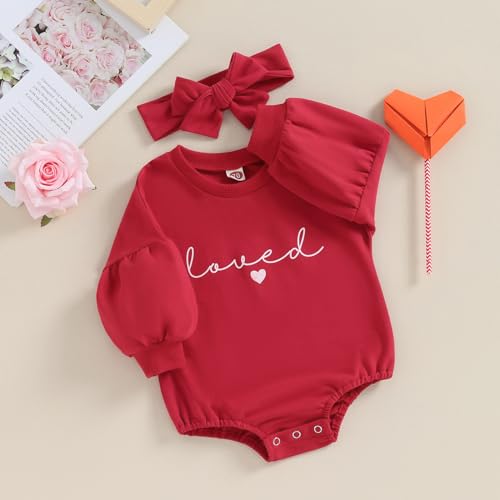 YINGISFITM Newborn Baby Girl Valentines Clothes Long Sleeve Onesie Bubble Romper Fall Winter Cute Outfits3