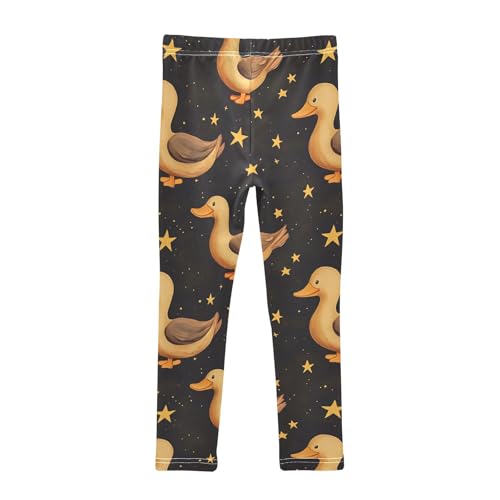 Yellow Duck with Star Girls Leggings Athletic Pants Tights Stretch Bottom2